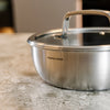 RVS conische steelpan met hybride oppervlak met deksel Ø 20 cm (1,5 l)