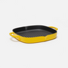 Geëmailleerde gietijzeren grillpan Ø 28 cm, vierkant, geel