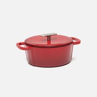 Geëmailleerde gietijzeren pan met deksel Ø 20 cm (2 l), rood