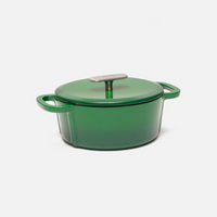 Geëmailleerde gietijzeren pan met deksel Ø 20 cm (2 l), groen