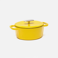 Geëmailleerde gietijzeren pan met deksel Ø 20 cm (2 l), geel