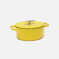 Geëmailleerde gietijzeren pan met deksel Ø 20 cm (2 l), geel
