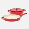 Set van geëmailleerde gietijzeren koekenpan Ø 26 cm en pan Ø 20 cm (2 l), rood