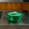 Kookpan Mattia 3.0, Ø 20 cm (2 l) - Geëmailleerde gietijzeren kookpan met deksel, groen