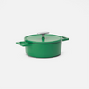 Geëmailleerde gietijzeren braadpan Mattia 3.0 met deksel Ø 20 cm (2 l), groen
