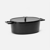 Ovale braadpan Mattia 3.0, 33×25 cm - Geëmailleerde gietijzeren braadpan met deksel, zwart