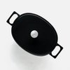 Ovale braadpan Mattia 3.0, 33×25 cm - Geëmailleerde gietijzeren braadpan met deksel, zwart