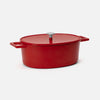 Ovale braadpan Mattia 3.0, 33×25 cm - Geëmailleerde gietijzeren braadpan met deksel, rood