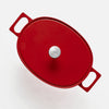 Ovale braadpan Mattia 3.0, 33×25 cm - Geëmailleerde gietijzeren braadpan met deksel, rood