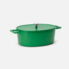 Ovale braadpan Mattia 3.0, 33×25 cm - Geëmailleerde gietijzeren braadpan met deksel, groen