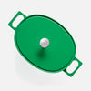 Ovale braadpan Mattia 3.0, 33×25 cm - Geëmailleerde gietijzeren braadpan met deksel, groen