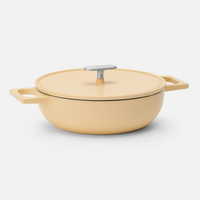 Geëmailleerde gietijzeren tegame pan Mattia 3.0 met deksel Ø 26 cm, crème