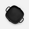 Geëmailleerde gietijzeren grillpan Ø 28 cm, vierkant, zwart