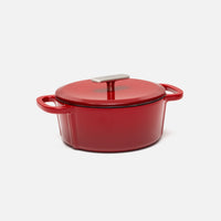 Geëmailleerde gietijzeren pan met deksel Ø 20 cm (2 l), rood