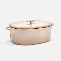 Geëmailleerde gietijzeren ovale braadpan met deksel Ø 33 cm (7 l), crème