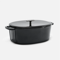 Geëmailleerde gietijzeren ovale braadpan met deksel Ø 33 cm (7 l), zwart