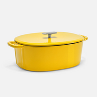 Geëmailleerde gietijzeren ovale braadpan met deksel Ø 33 cm (7 l), geel