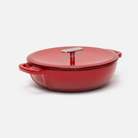 Geëmailleerde gietijzeren Tegame-pan met deksel Ø 26 cm (3,5 l), rood