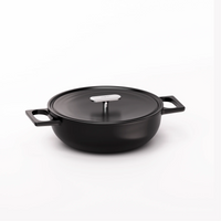 Geëmailleerde gietijzeren tegame pan Mattia 3.0 met deksel Ø 26 cm, zwart