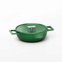Geëmailleerde gietijzeren tegame pan Mattia 3.0 met deksel Ø 26 cm, groen